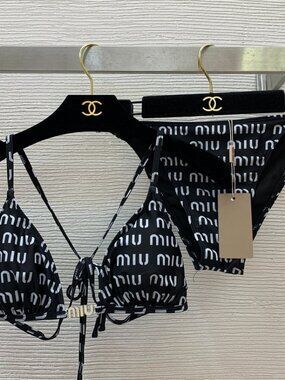 MIU MIU Logo-Print Sexy Two-Piece Bikini Swimsuit